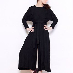 Black Crane Wool/Blend Wide Leg Jumper With Belt